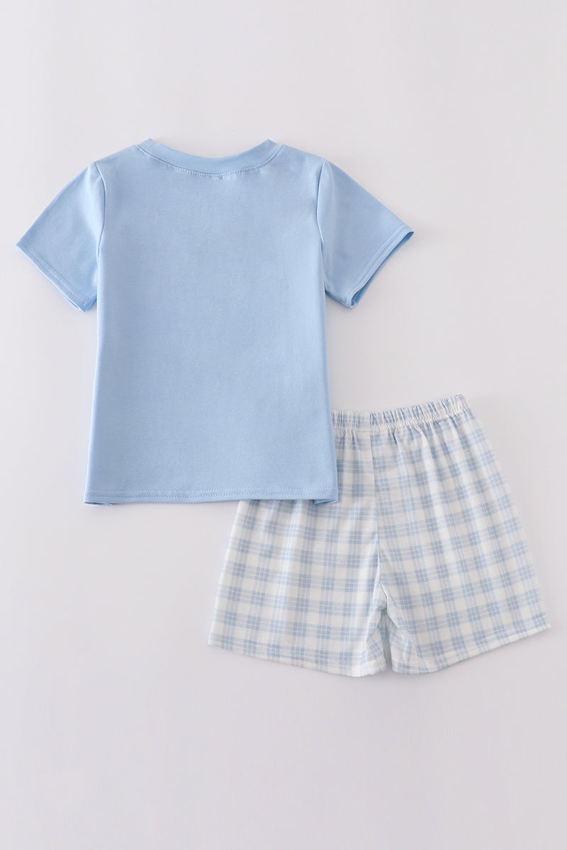 Blue plaid he is risen embroidery set