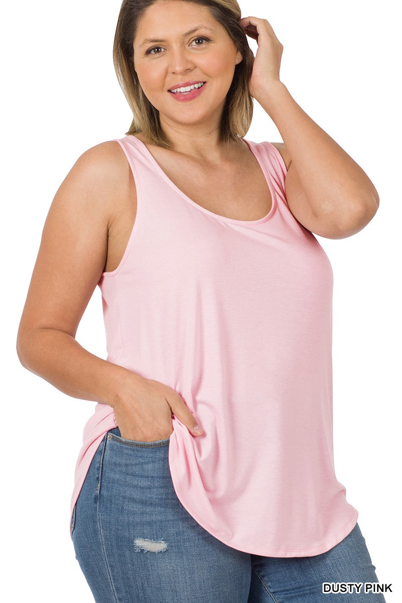 Plus Sleeveless Round Neck Top (Dusty Pink)