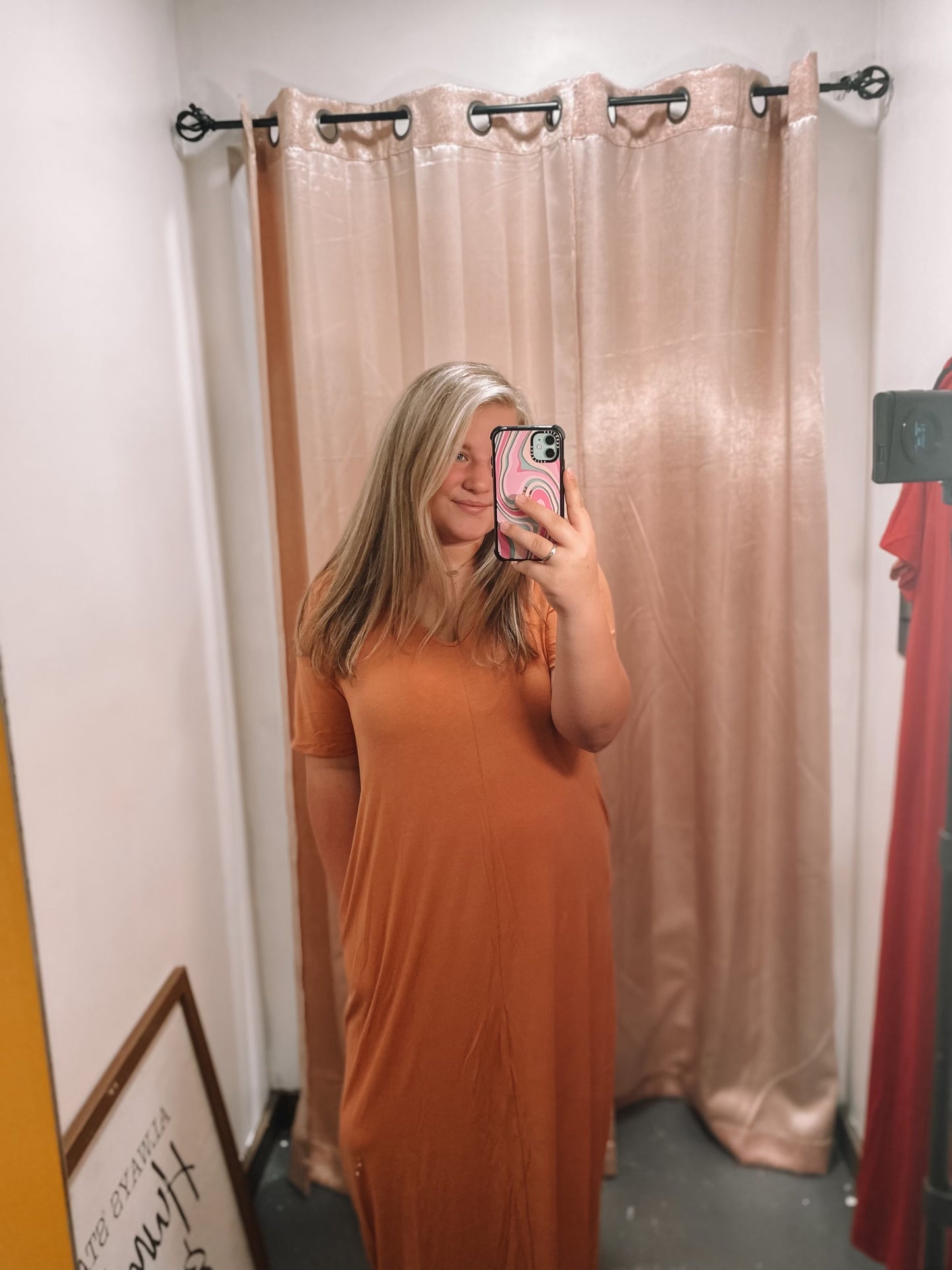 Plus V-Neck Short Sleeve Maxi Dress Butter Orange