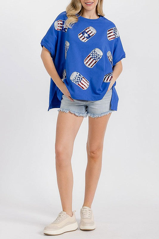 Short Sleeve High-low Graphic Patriotic Shirt