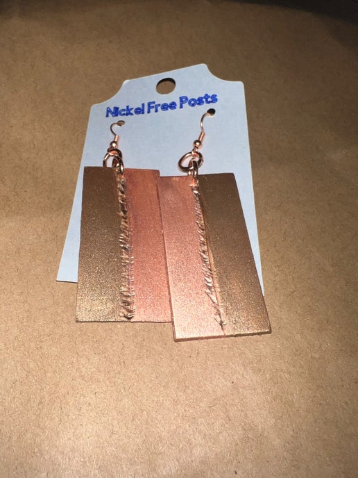 #57 Earthtone Wood Rectangle Earrings