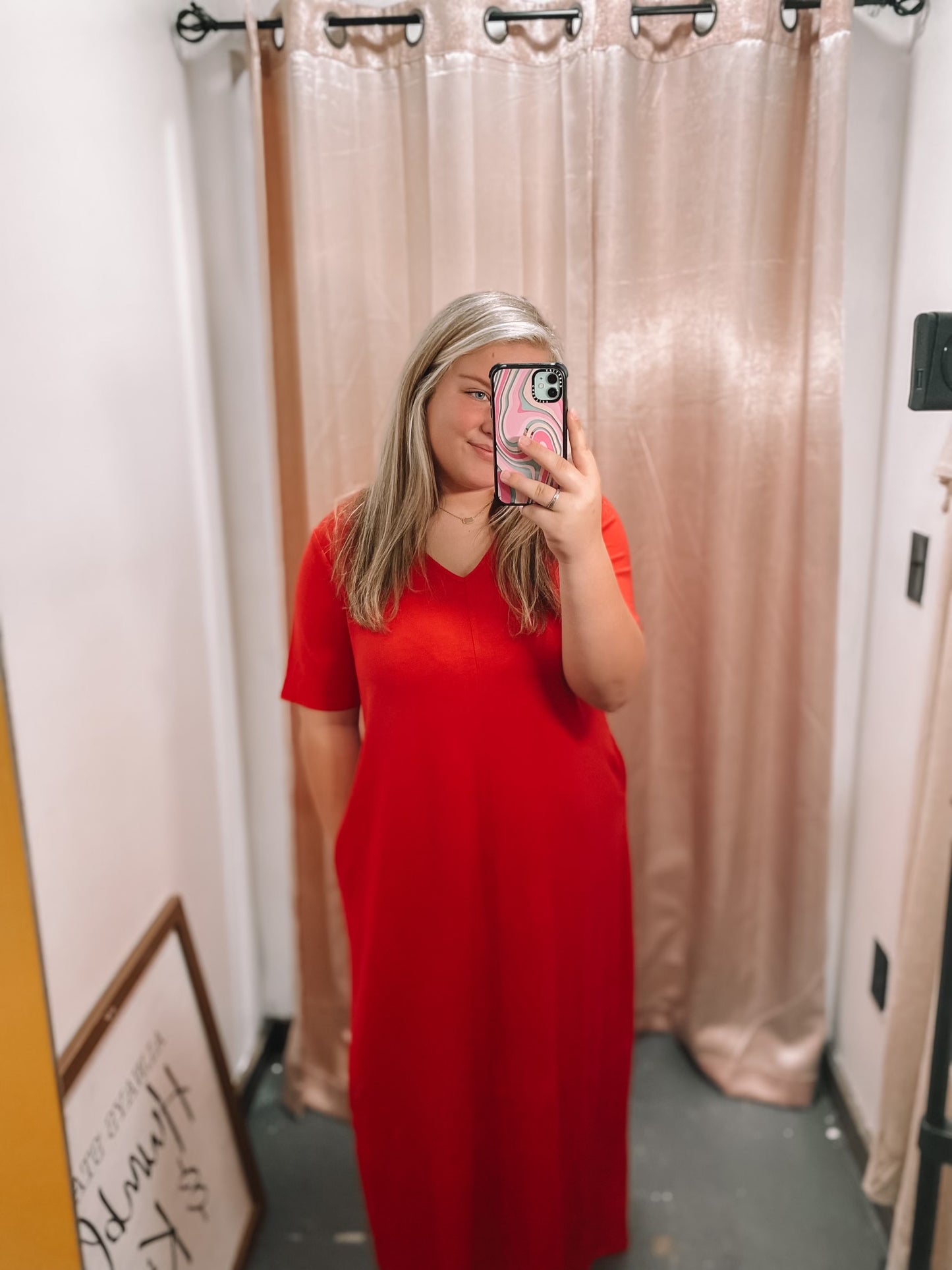 Plus V-Neck Short Sleeve Maxi Dress Ruby Red