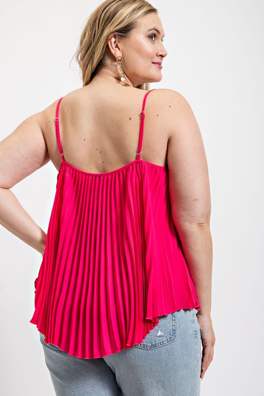 Pleated Tank Top With Adjustable Strap