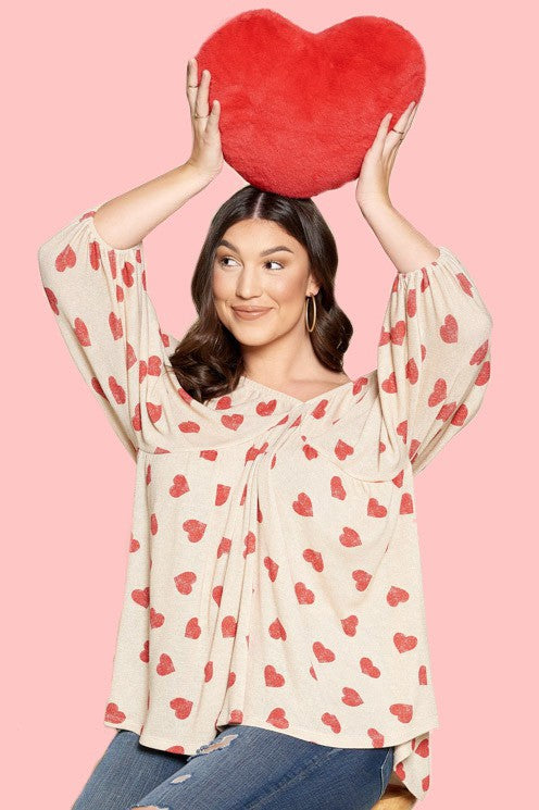 Heart glitter knit top