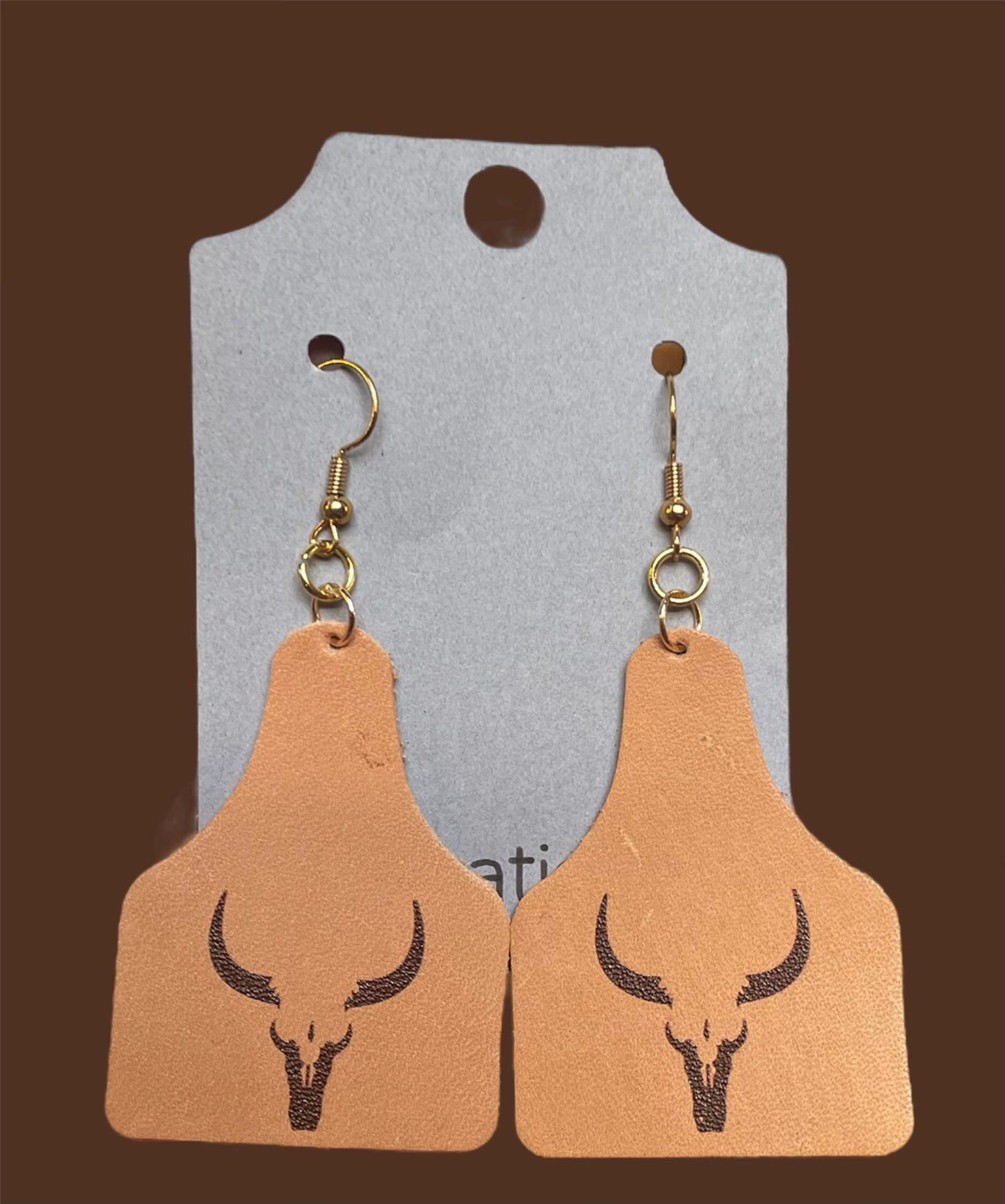 # 286 Brown Longhorn Faux Earrings
