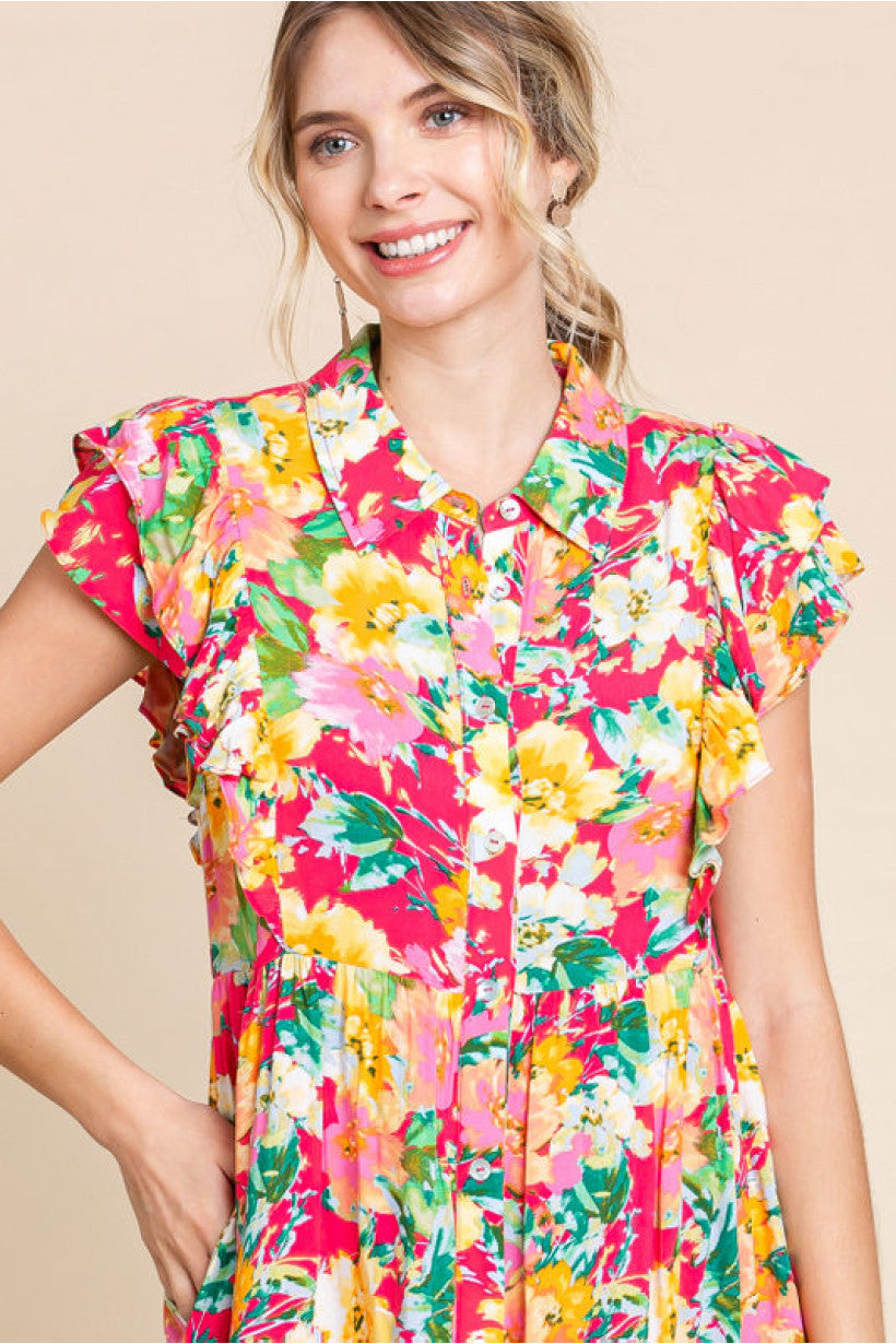 Floral Print Baby Doll Dress