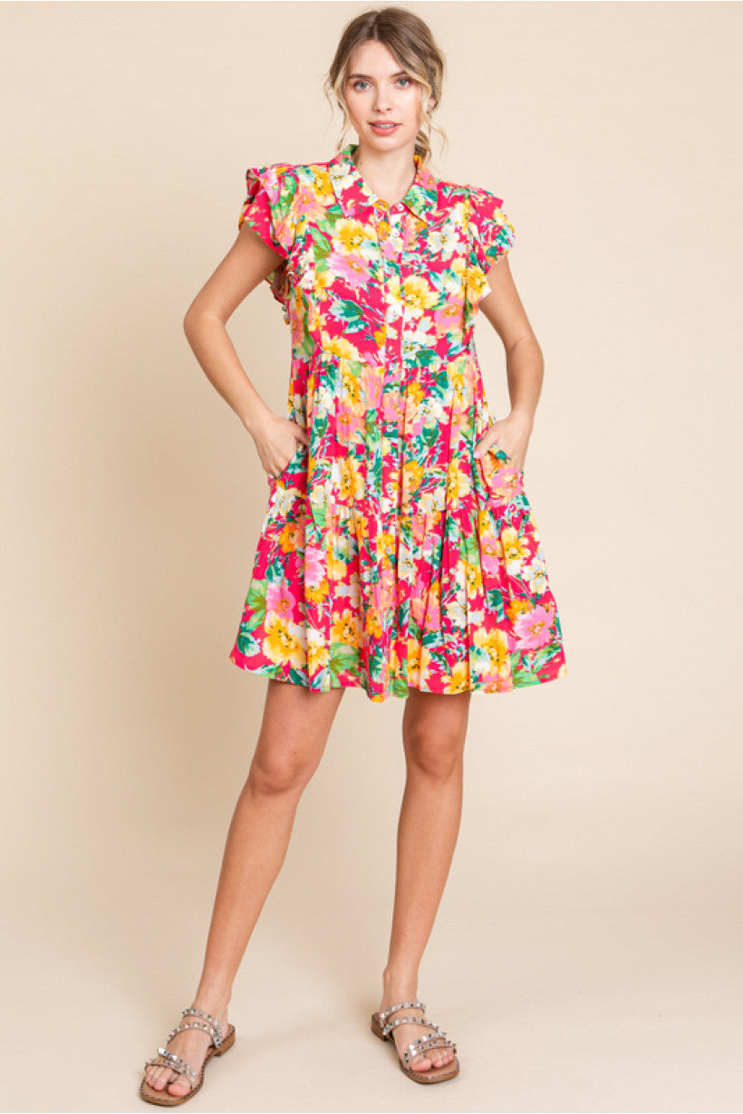 Floral Print Baby Doll Dress