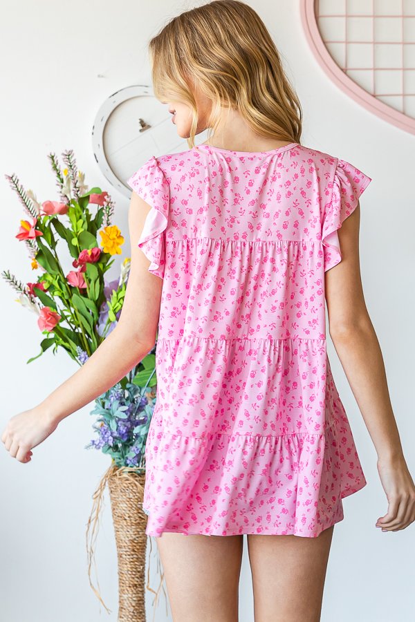 Pink Ditsy Floral Top