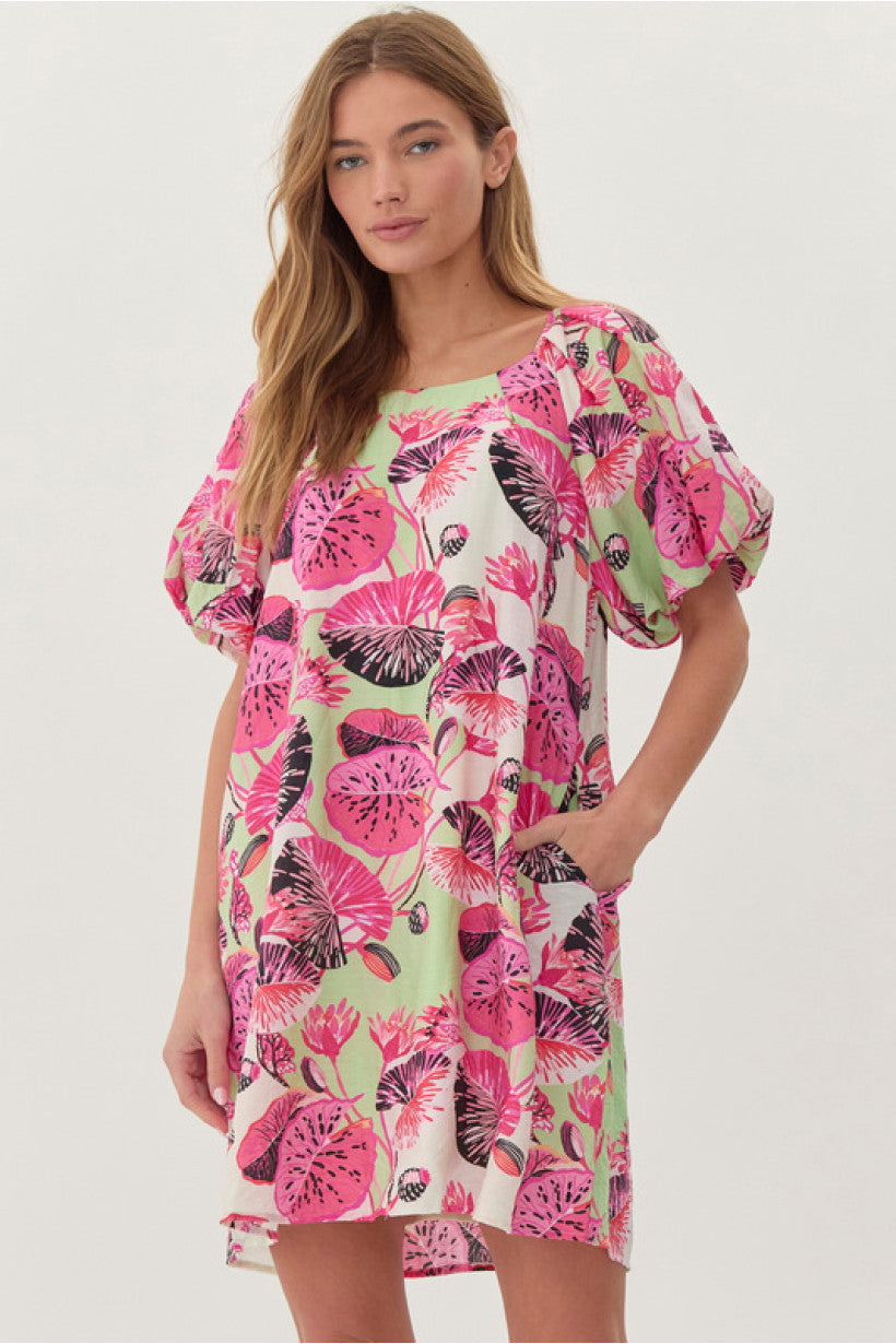 Monstera print dress