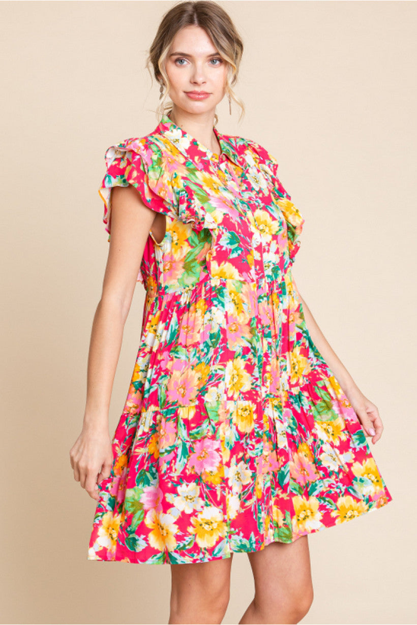 Floral Print Baby Doll Dress