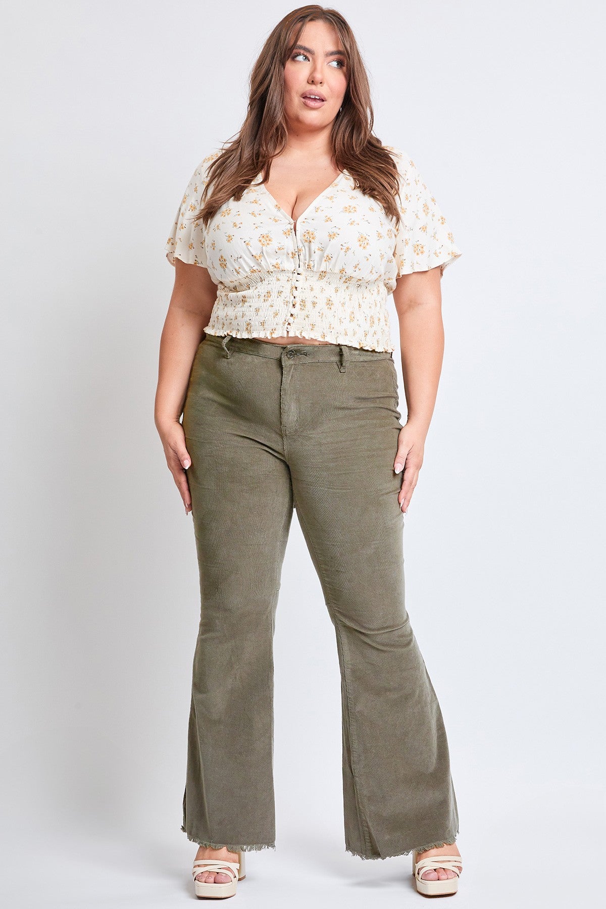 Olive Flare Corduroy Jeans