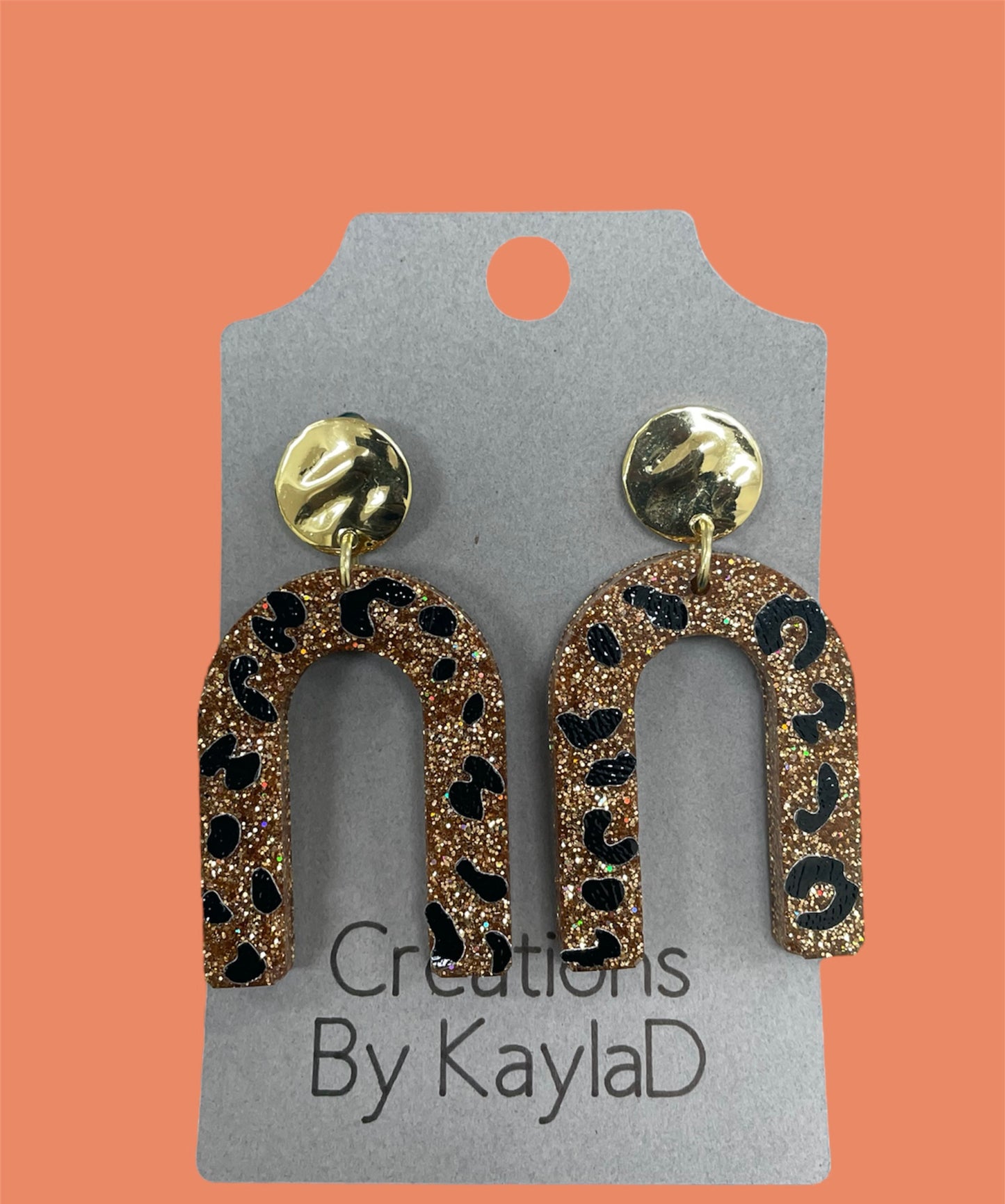 # 265 leopard gold arch resin earrings