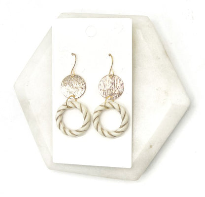 White Gold Twist Acrylic Metal Earrings