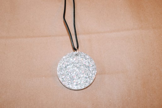 #25 Platinum Sparkle Circle Resin Necklace