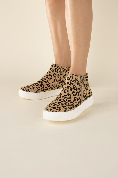 Route-S High Top Leopard Sneakers