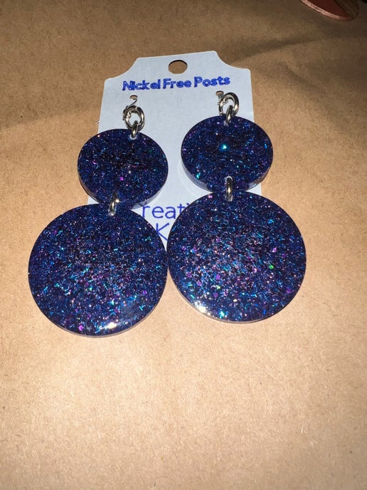 #44 Blue Sparkle Circles Earrings