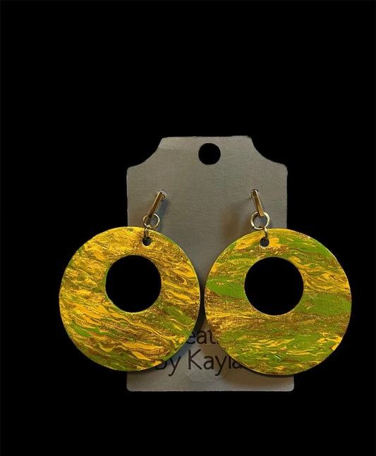 # 308 Green/ Yellow Gold Open Circle Earrings