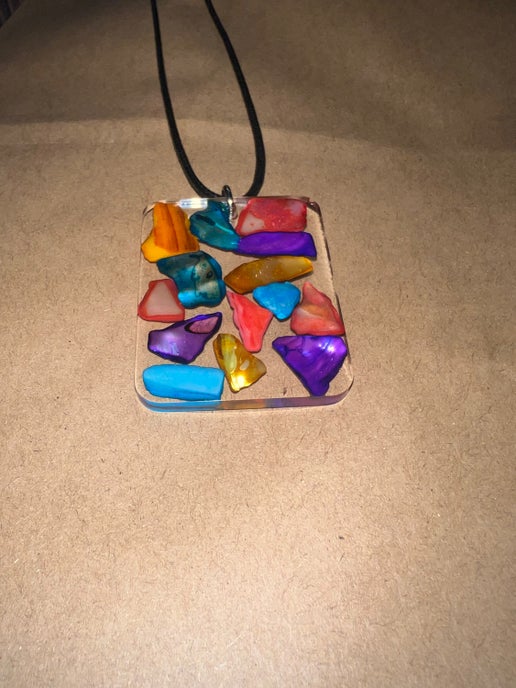 #62 Colorful Shell Square Necklace