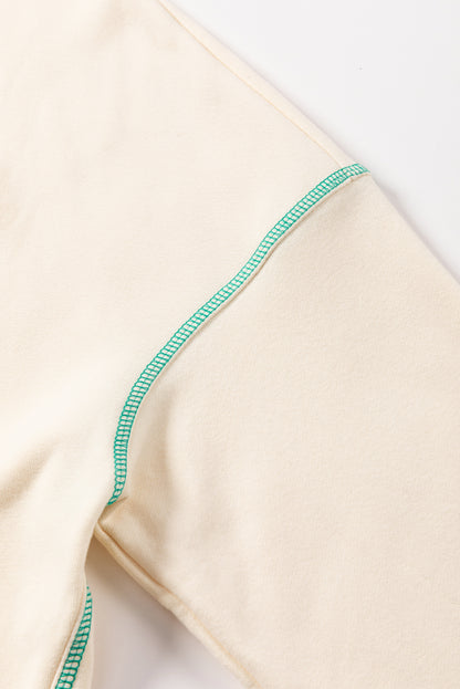 Contrast Stitching Split Baggy Sweatshirt