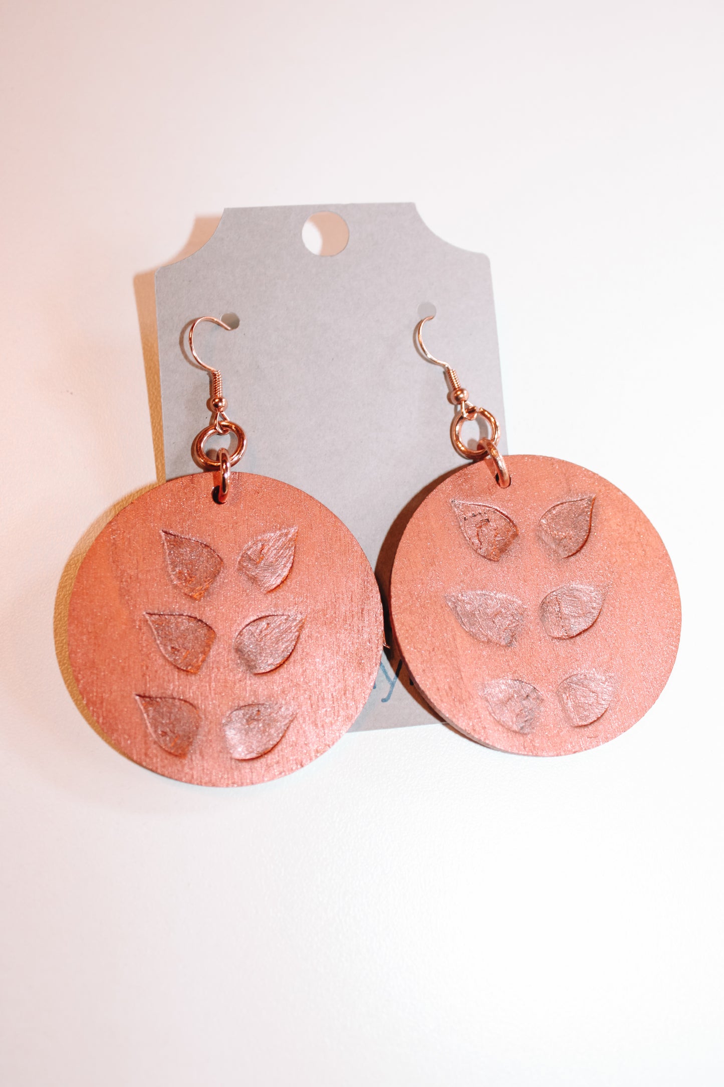#98 Medium Wood Burned Copper Circle Earrings