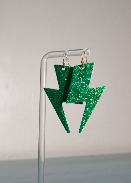 Glitter Lighting Earrings (Green)