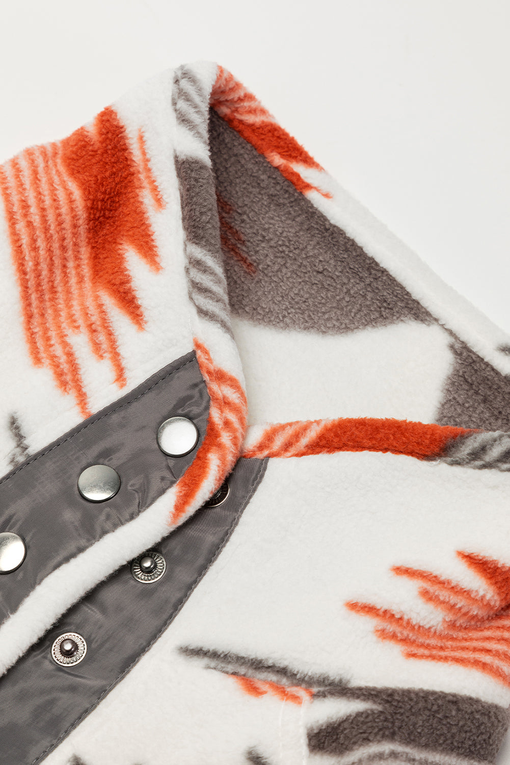 Multicolour Aztec Fleece Patchwork Snap Button Jacket