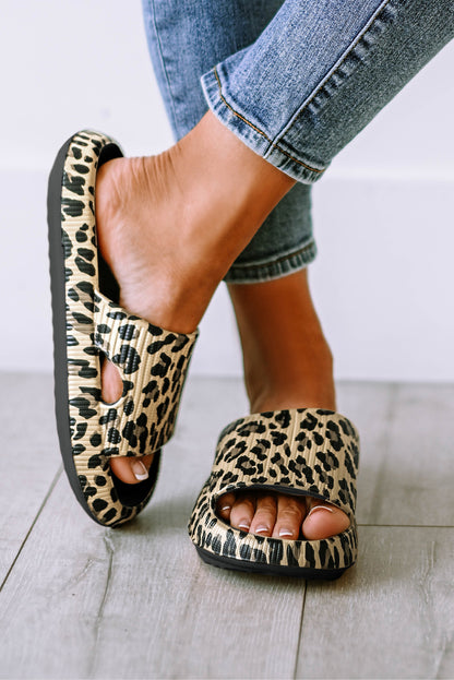 Black Print Thick Sole Slip On Slippers