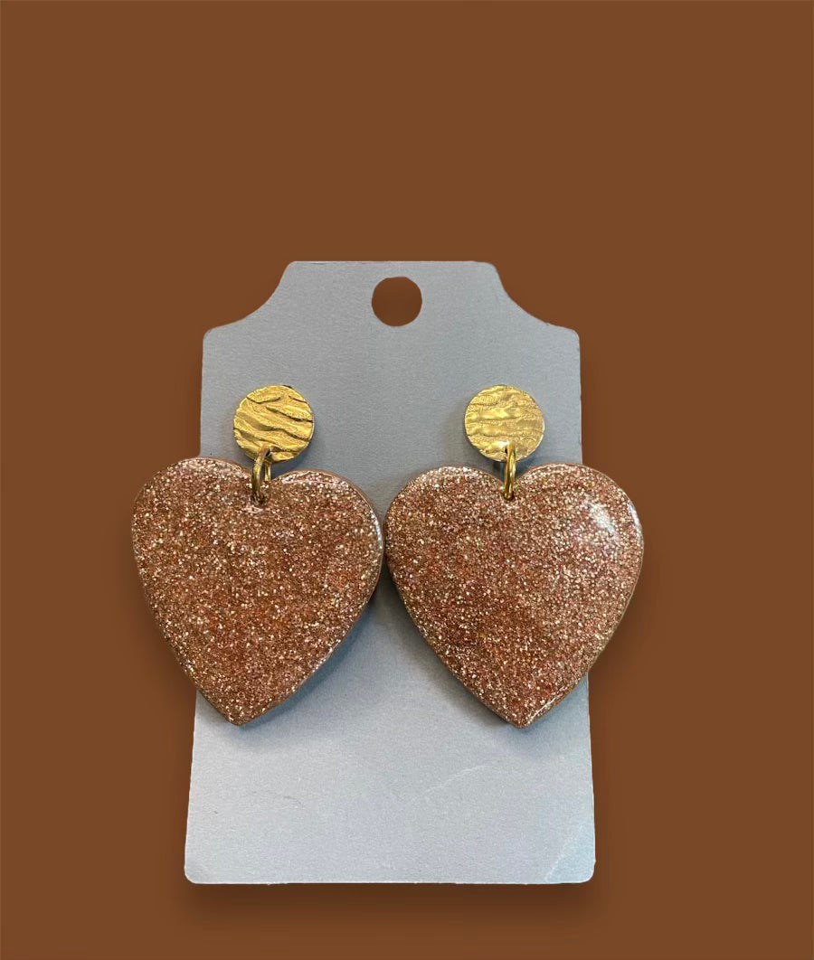 #209 wood Gold sparkle wood earrings