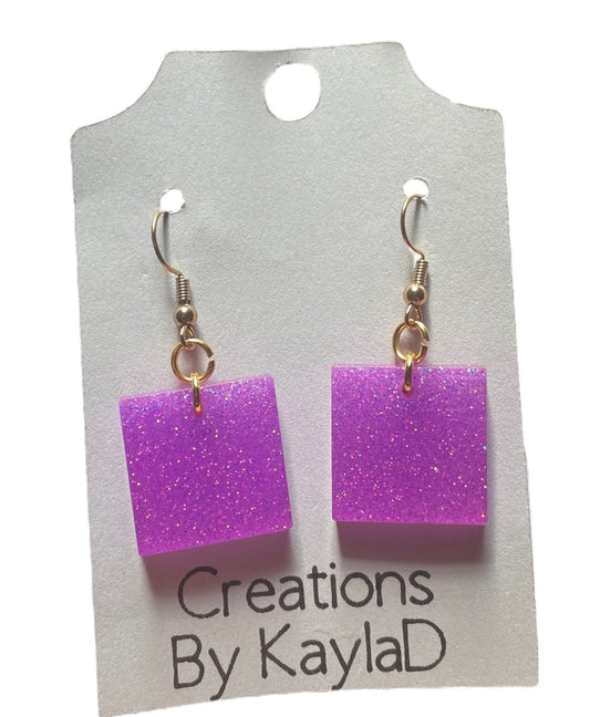 #360 Small Purple Square Earrings
