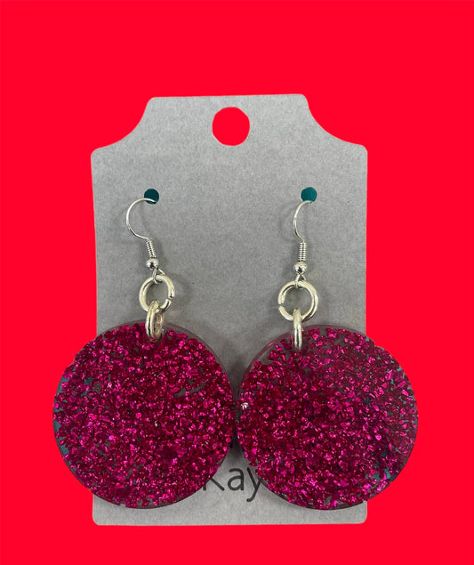 #270 pink sparkle medium circle resin carvings