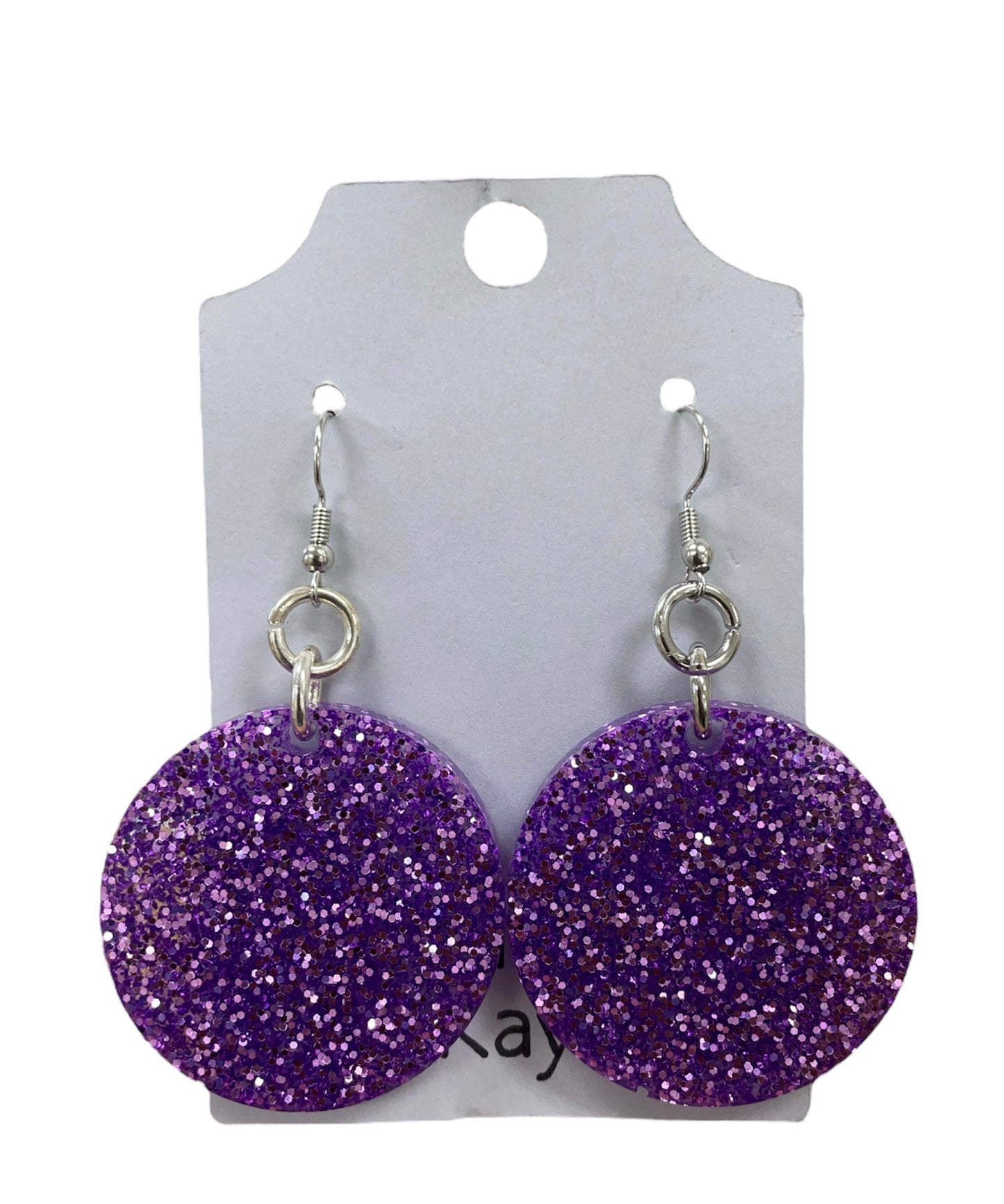 # 273 purple sparkle medium resin circle earnings