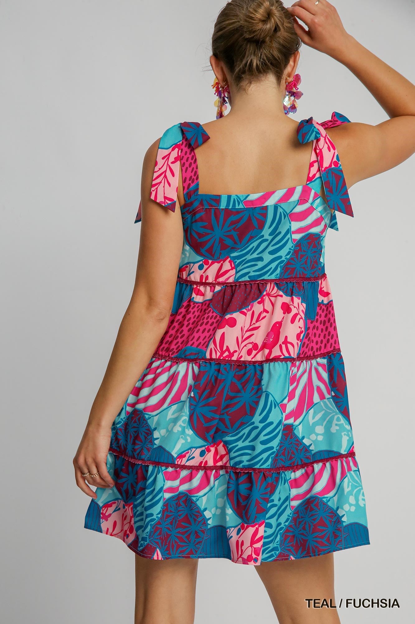 Sleeveless Print Tiered Mini Dress