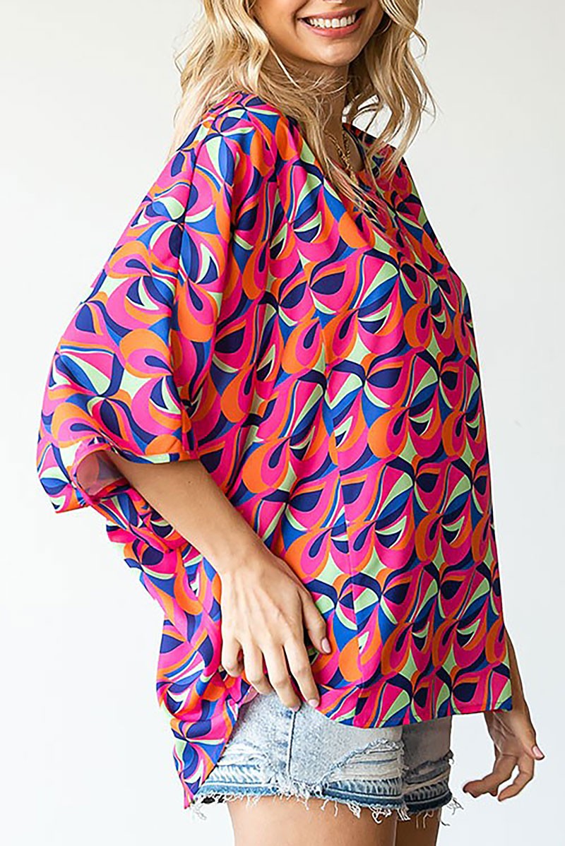 ABSTRACT PRINT ROUND NECK BLOUSE