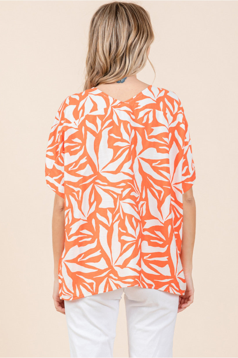Orange Mix V-Neck Top