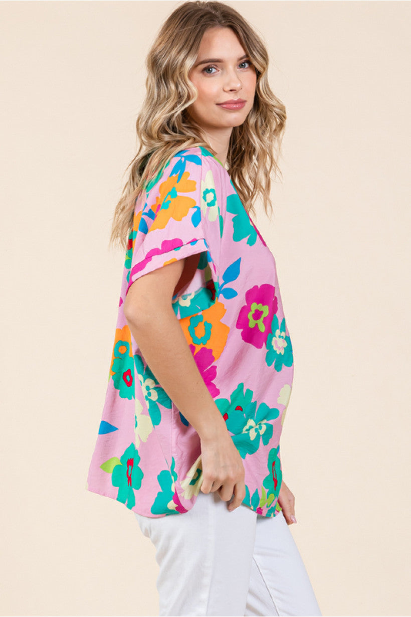 Bubble Gum Floral Top