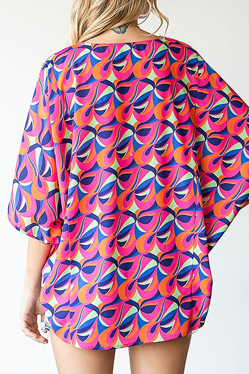 ABSTRACT PRINT ROUND NECK BLOUSE