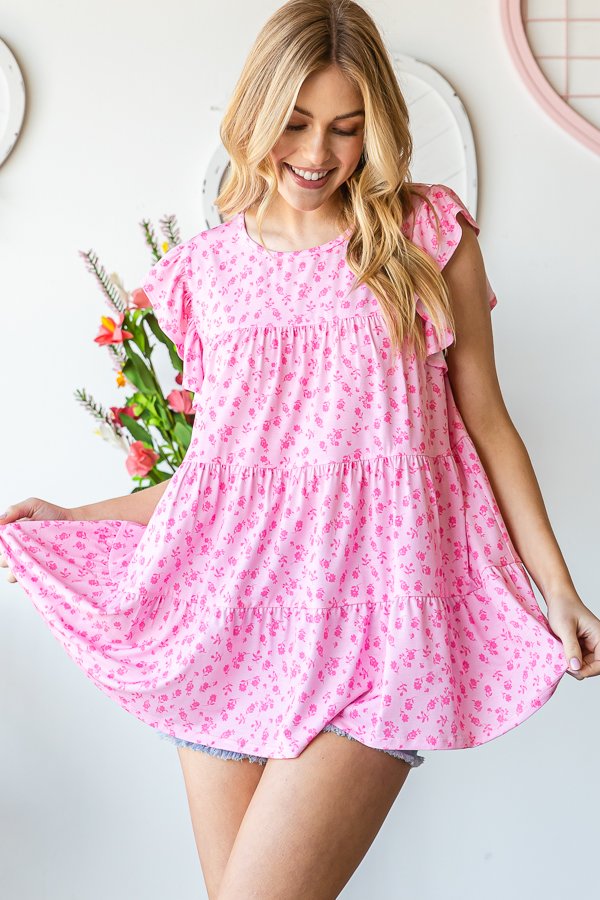 Pink Ditsy Floral Top