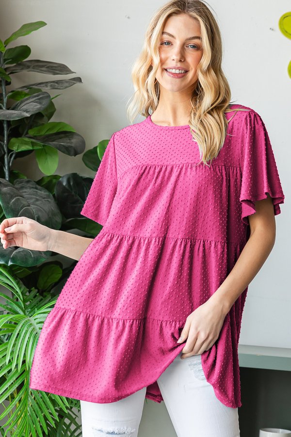 Fuchsia Swiss Dot Top