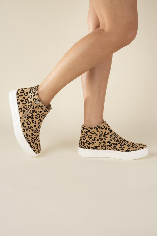 Route-S High Top Leopard Sneakers